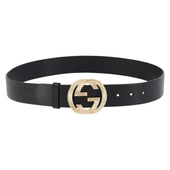 GUCCI Interlocking Belt Leather 37.4\